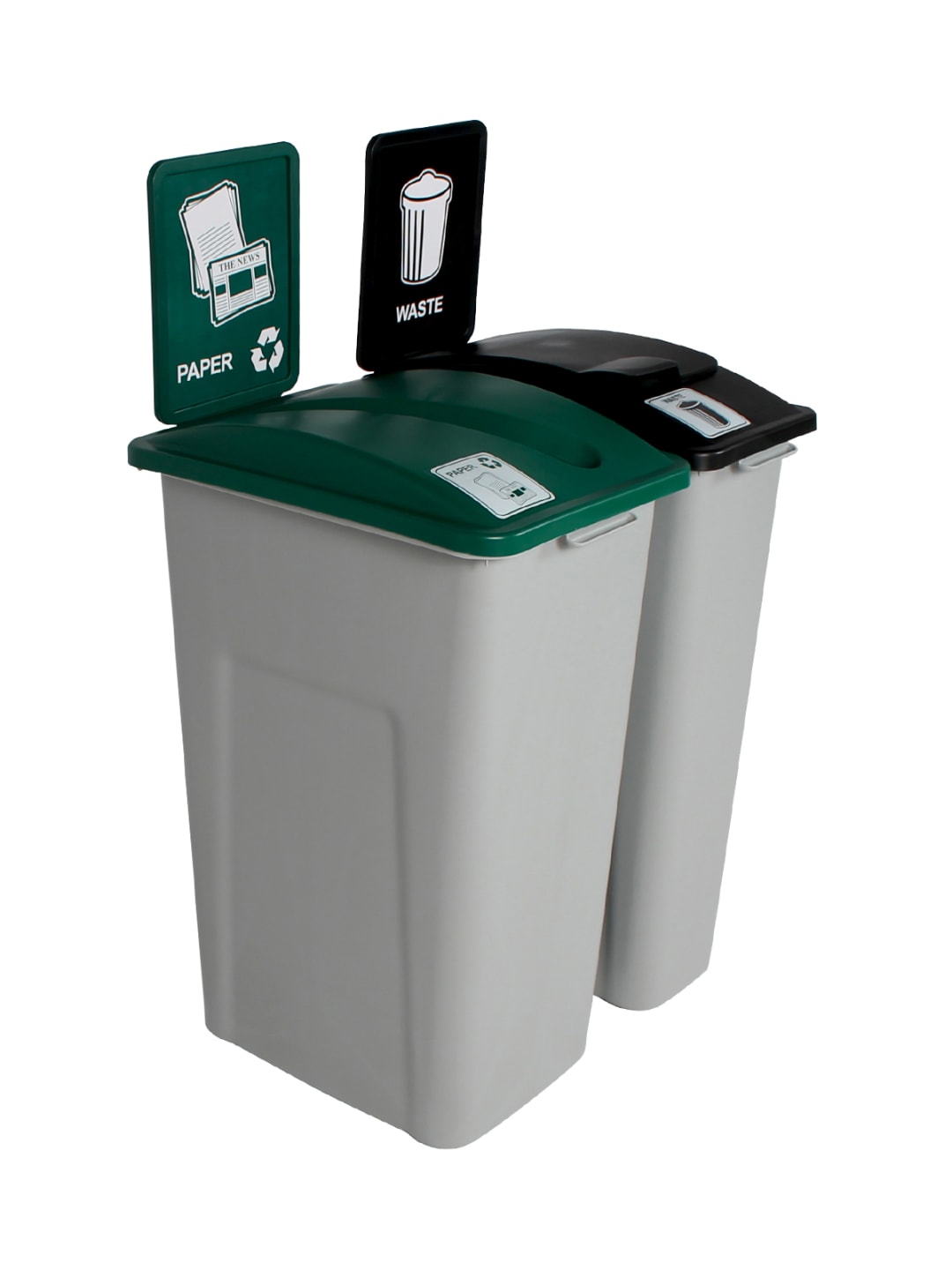 WASTE WATCHER - Double - Kit - Paper-Waste - Slot-Solid Lift - Grey-Green-Black