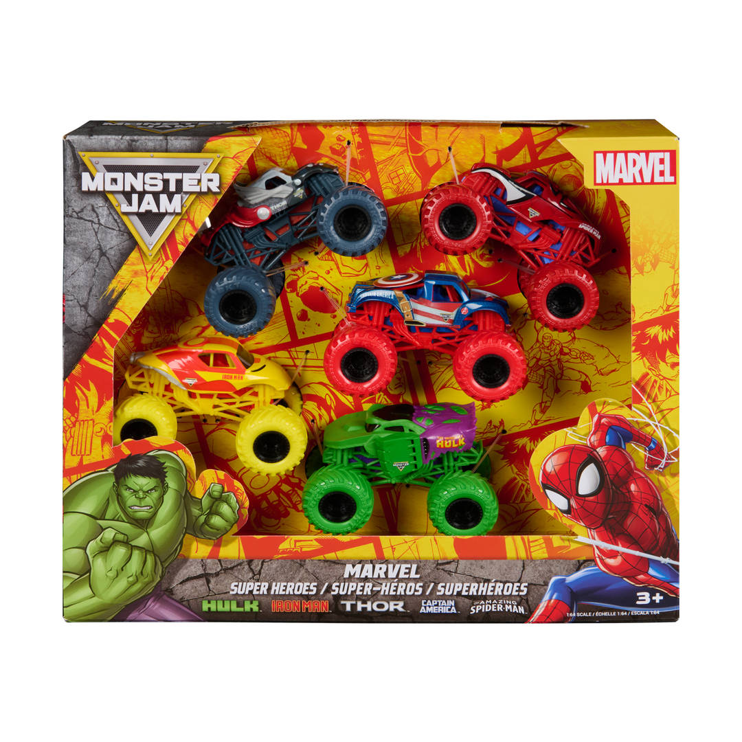 Monster Jam Marvel Heroes Die-Cast Monster Trucks 5-Pack, 1:64 Scale