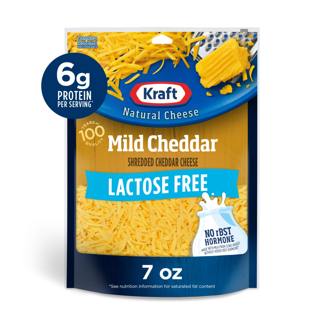 Kraft Natural Lactose Free Cheddar Shredded Cheese, 7 oz Bag