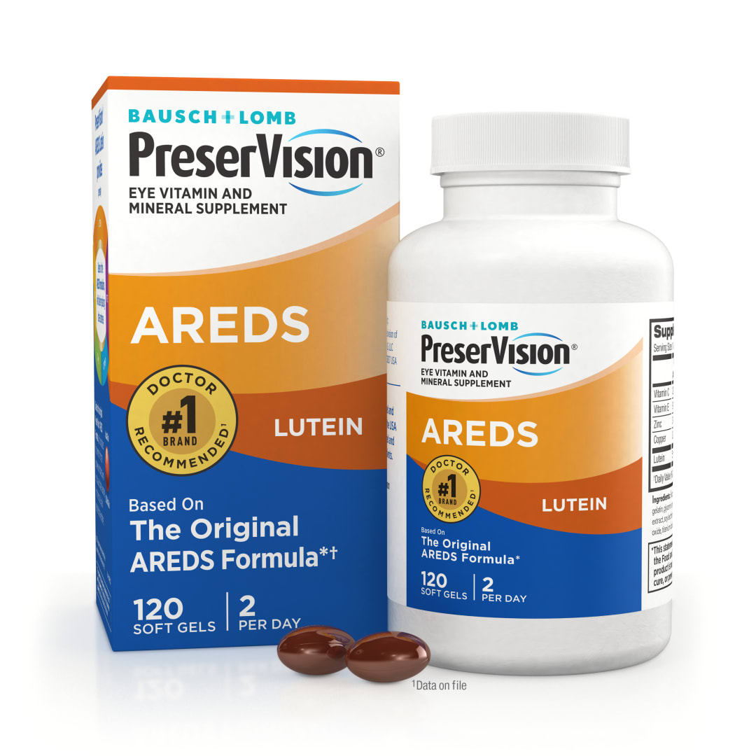 PreserVision AREDS Lutein Formula Vitamin &amp; Mineral Supplement 120 ct Soft Gels