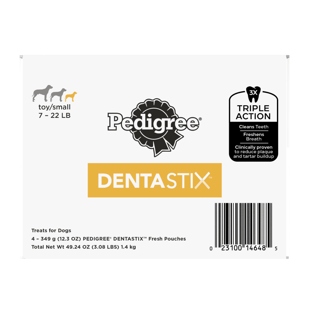 PEDIGREE DENTASTIX Dental Dog Treats for Toy/Small Dogs Fresh Flavor Dental Bones, 49.24 oz. Multipack (204 Treats)