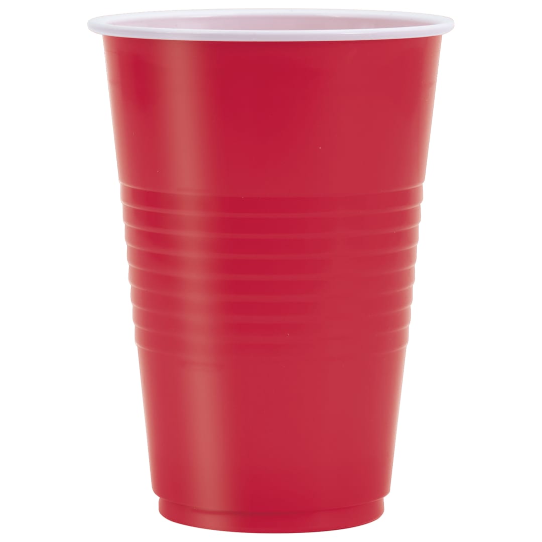 Ruby Red Solid 16oz Plastic Party Cups, 50ct