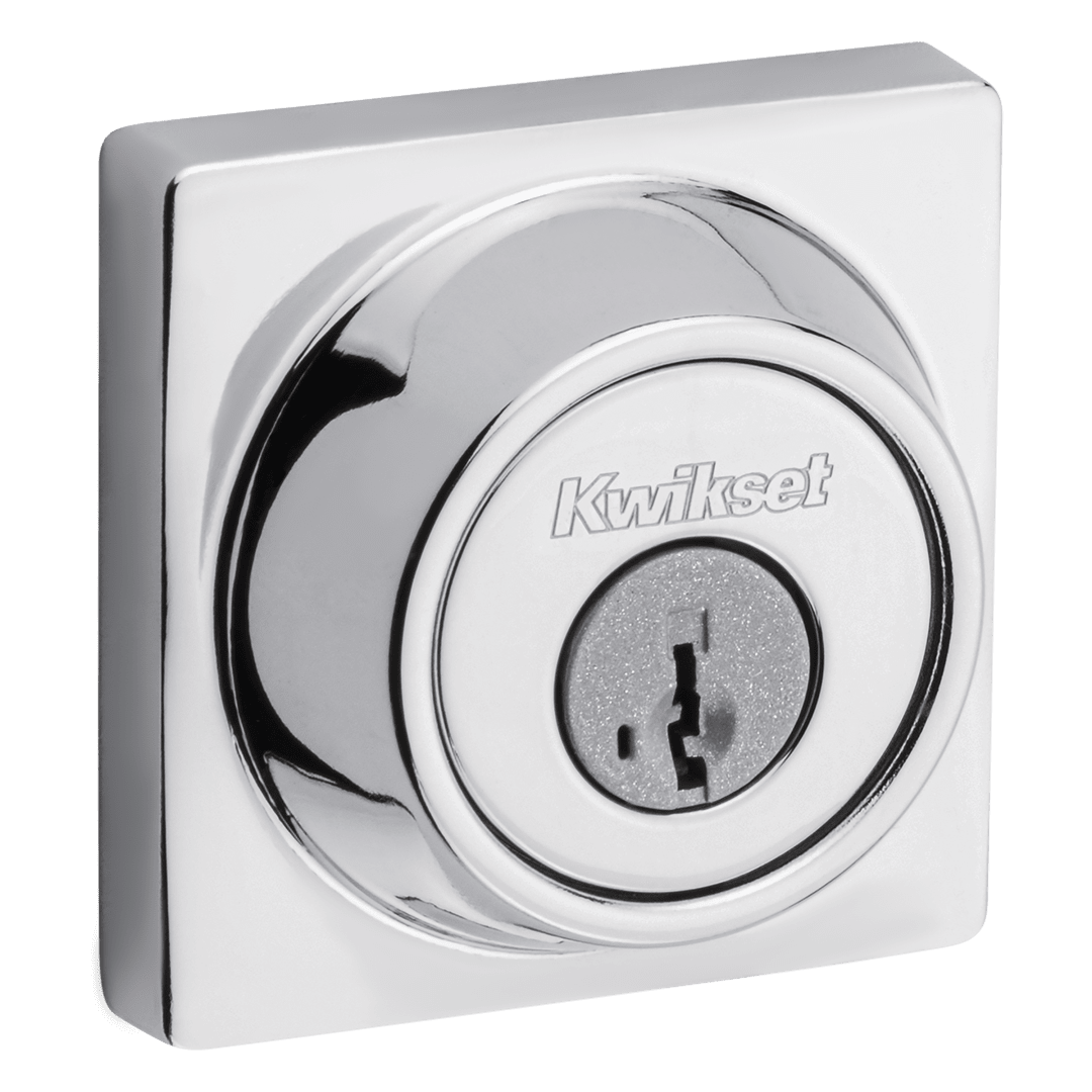 660 Single Cylinder Square Deadbolt in Polished Chrome featuring SmartKey Security