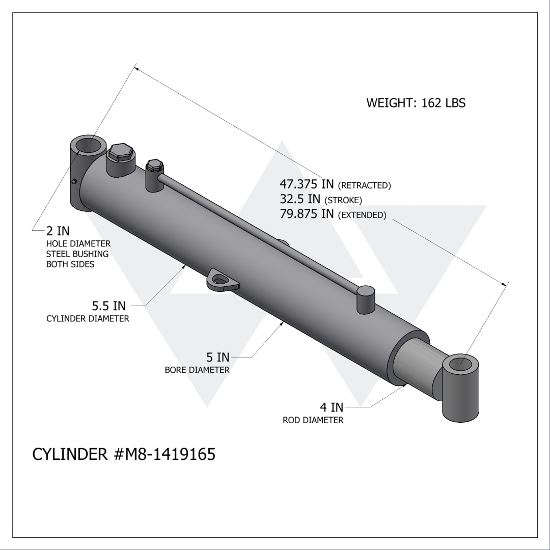 Wastebuilt® Replacement for McNeilus Heavy Duty Slide Cylinder (5" X 4" X 32.5")