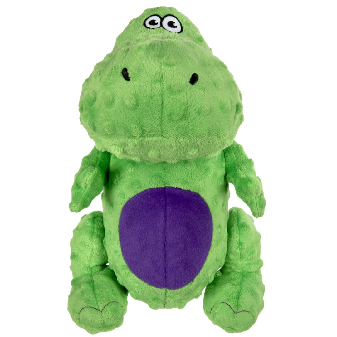 goDog Jumbo Dinos T-Rex with Chew Guard Technology Squeaky Plush Dog Toy, Green, XL