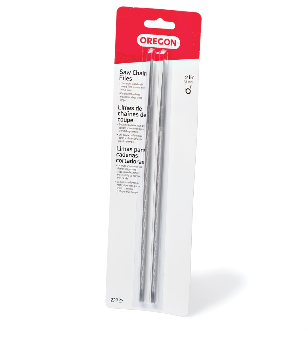 Oregon® 3/16 in. Round Saw Chain Files (2-Pack) for Sharpening 0.325 in. Pitch Saw Chain 23727