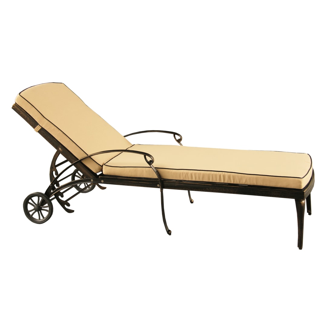 Contemporary Modern Mesh Lattice Outdoor Bronze Patio Garden Pool Aluminum Chaise Lounge with Wheels and Cushion