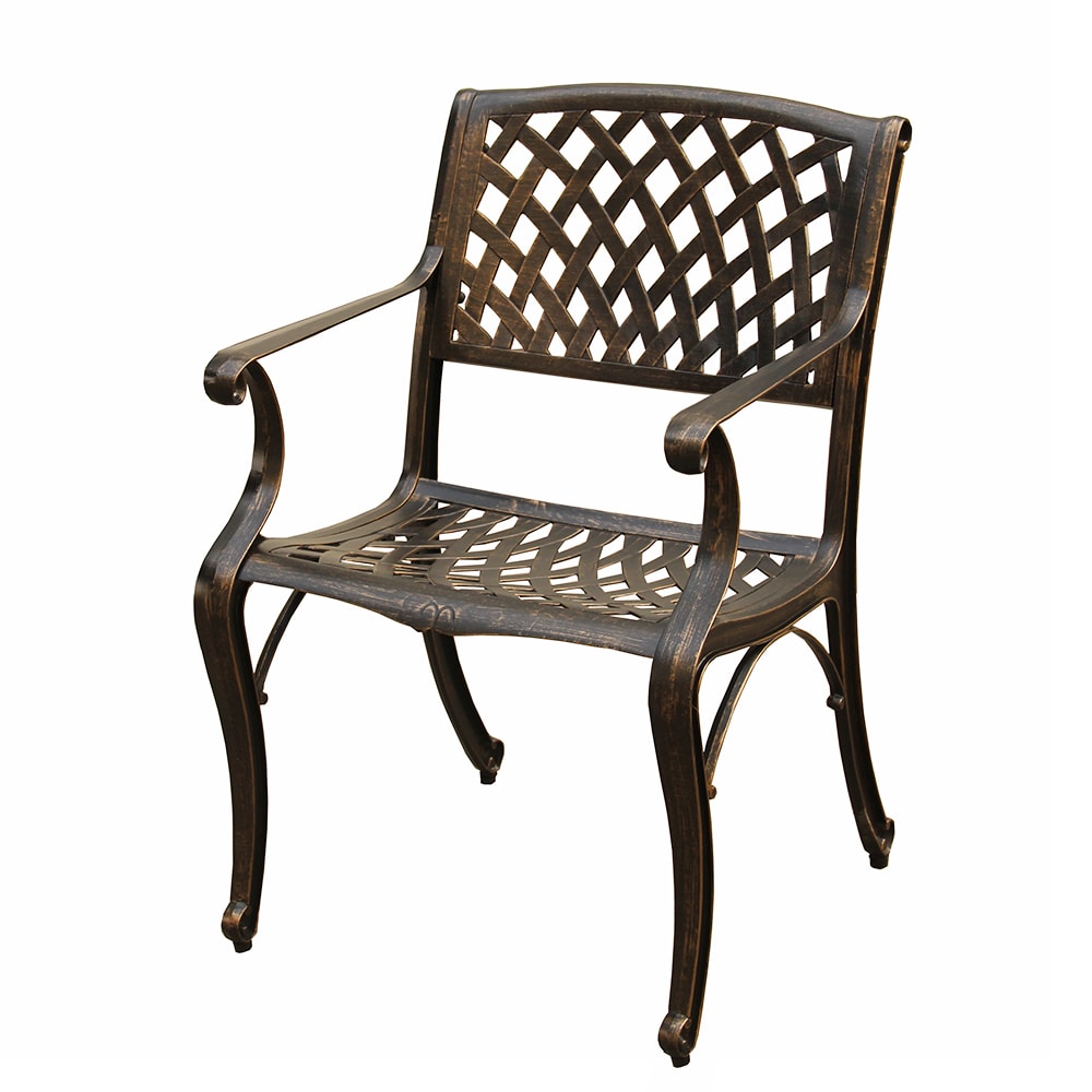 Contemporary Modern Outdoor Mesh Lattice Aluminum Bronze Dining Chair