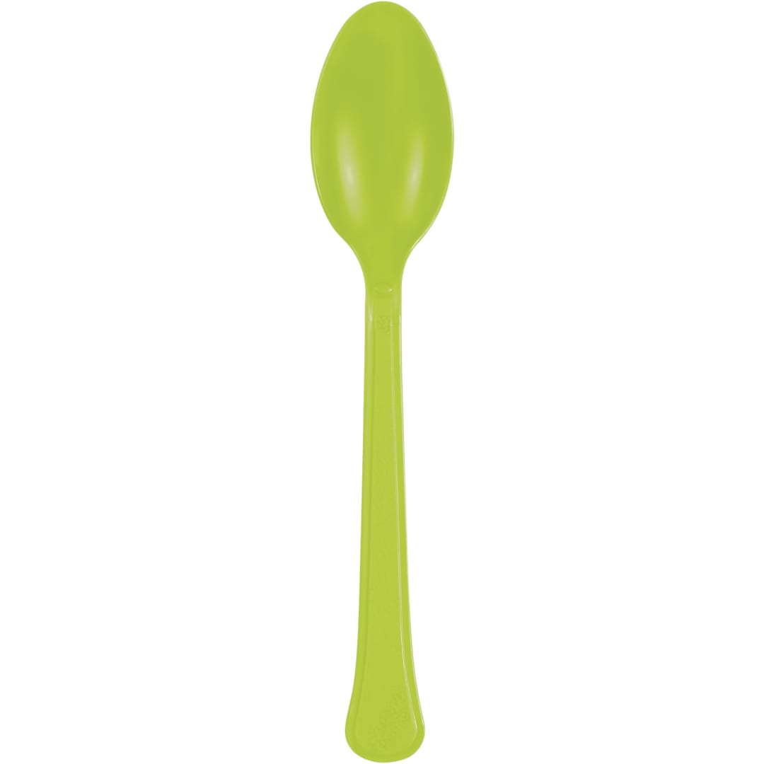 Neon Green Solid Premium Plastic Spoons, 20ct