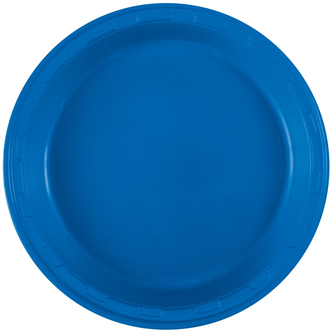 Royal Blue Solid Round 10" Plastic Dinner Plates, 50ct