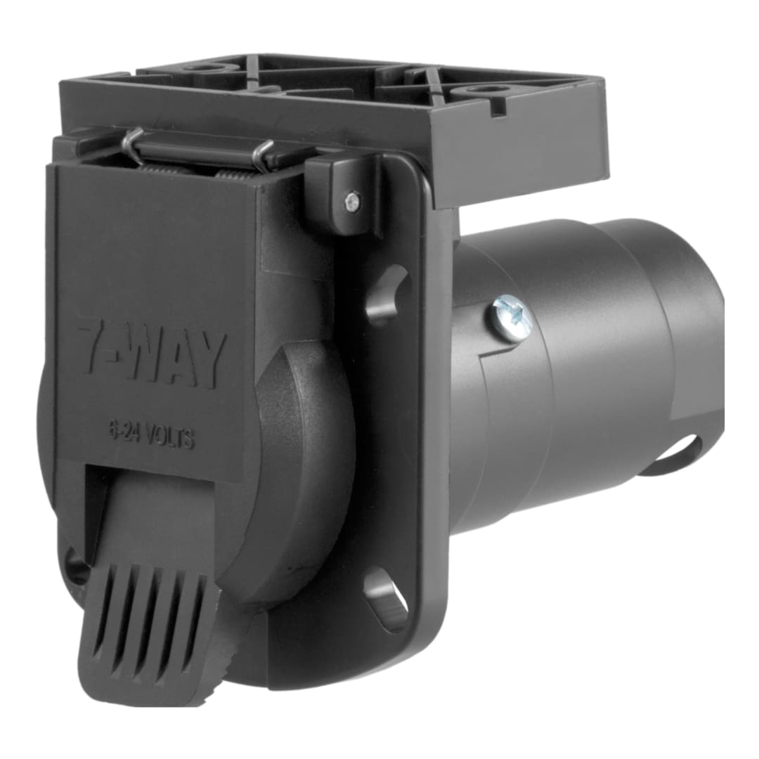 CURT 7-Way RV Blade Connector Socket with Integrated Bracket (Vehicle Side, Packaged) #58417