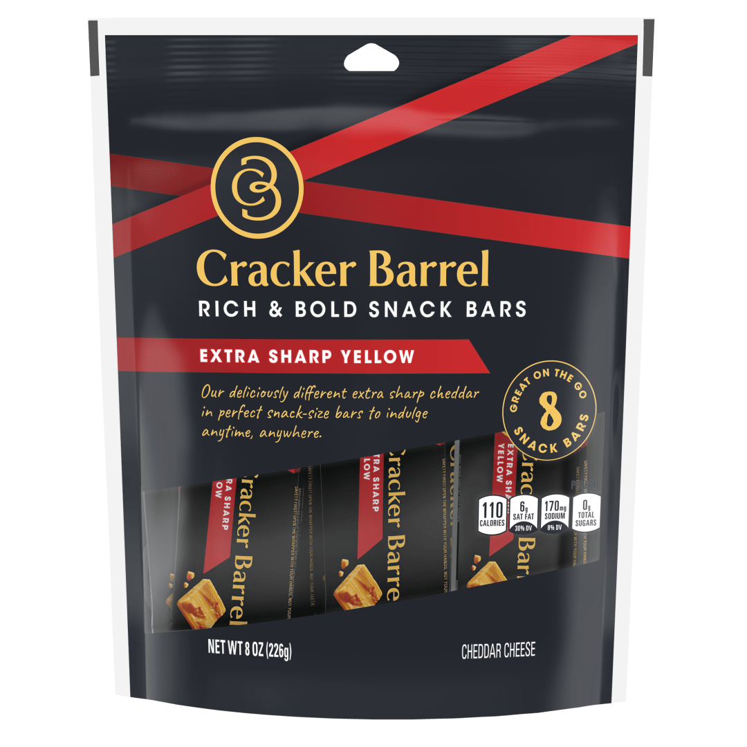Cracker Barrel Extra Sharp Cheddar Cheese Snacks, 8 Count Sticks