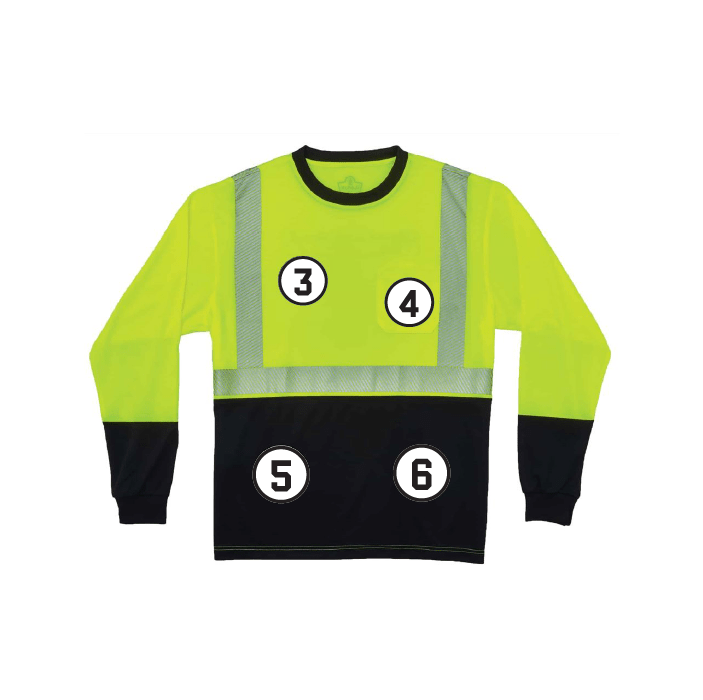 GloWear 8281BK Hi-Vis Long Sleeve T-Shirt - Type R, Class 2, Black Bottom