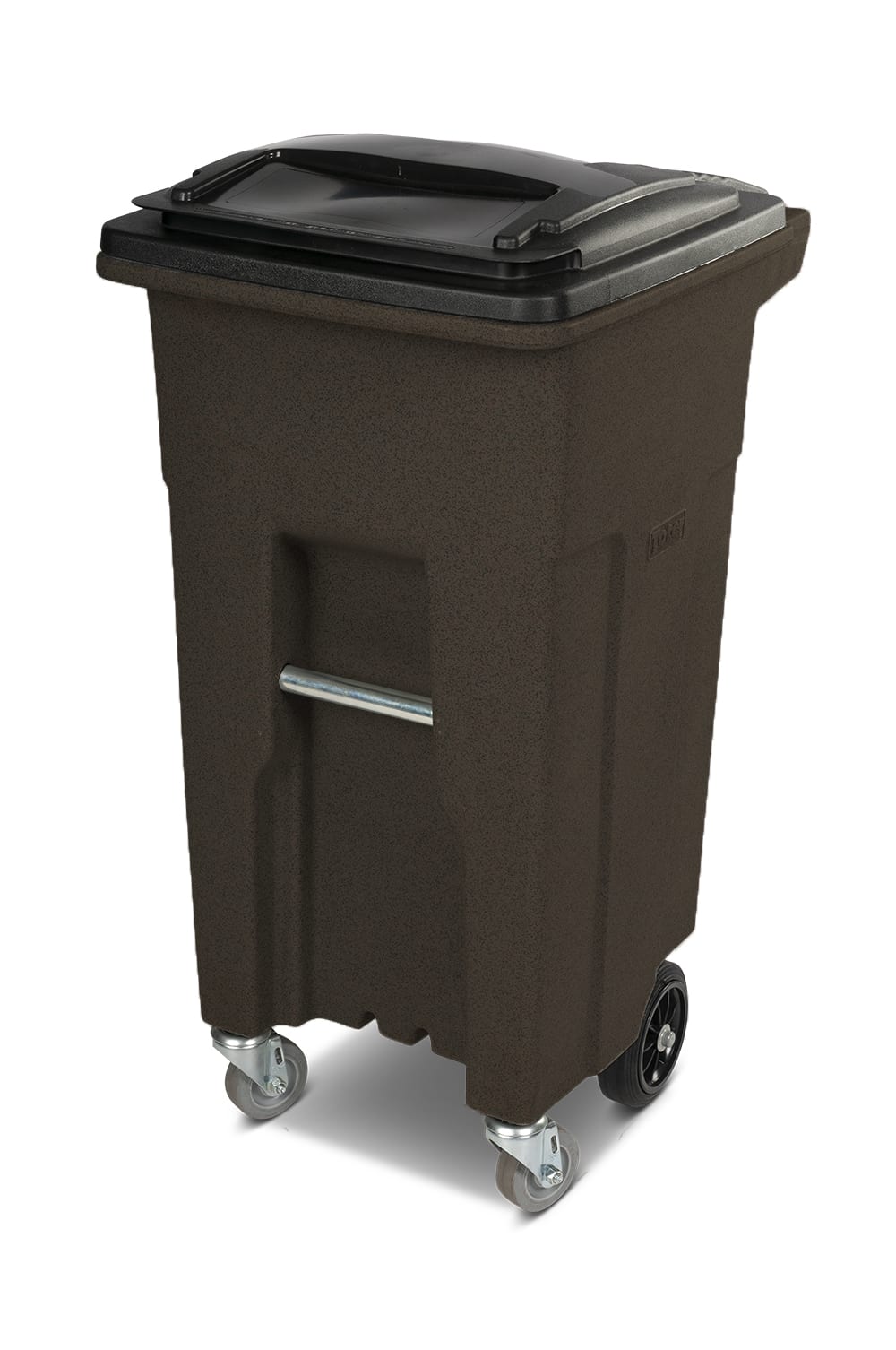 Toter 32 Gal. Brownstone Trash Can with Wheels and Lid (2 caster wheels 2 stationary wheels)