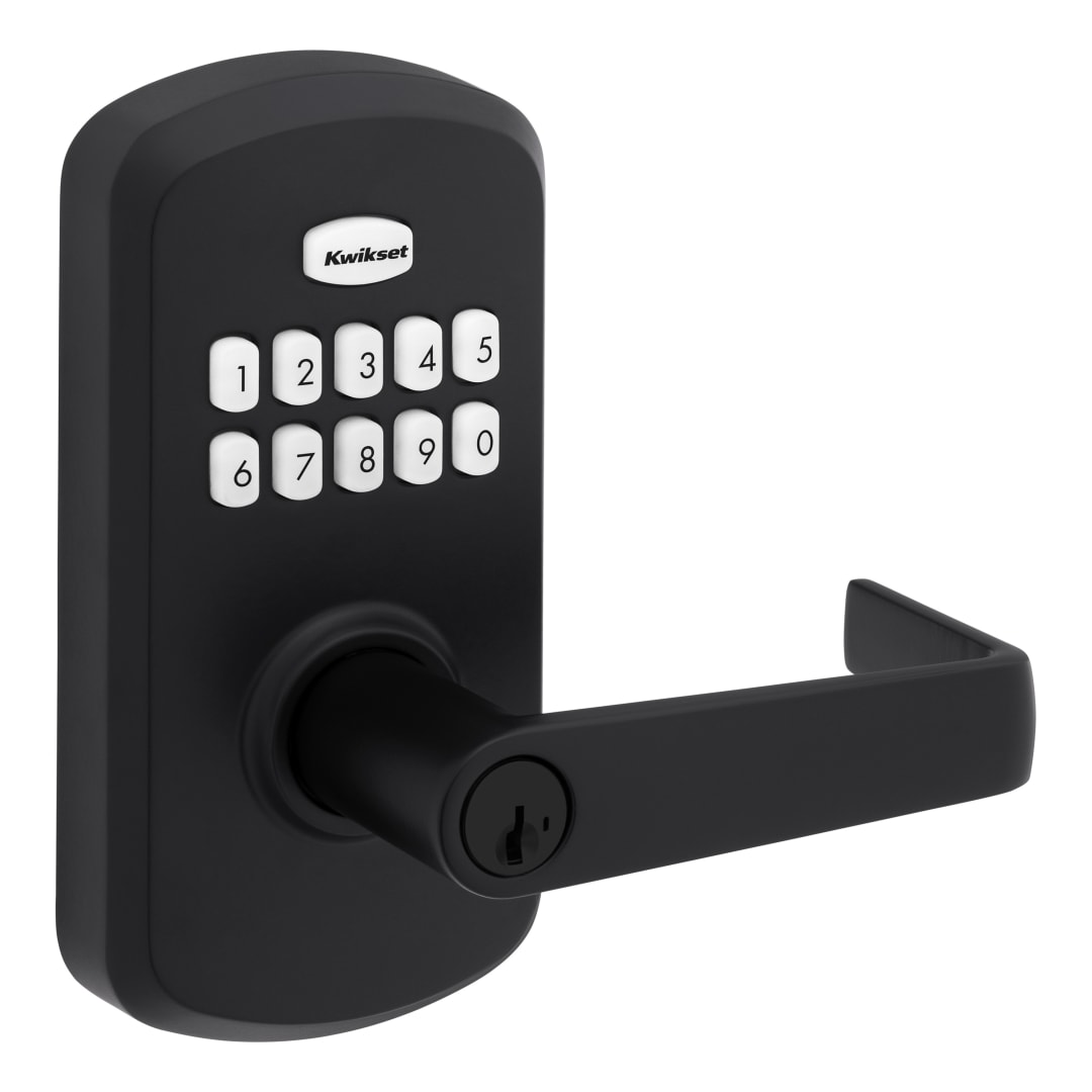 Kwikset SmartCode 955 Kingston SC1-Keyway Light Commercial 10-Button Keypad Matte Black Electronic Lever, Featuring Convenient Keyless Entry, 3-Year Battery Life and High Traffic Durability