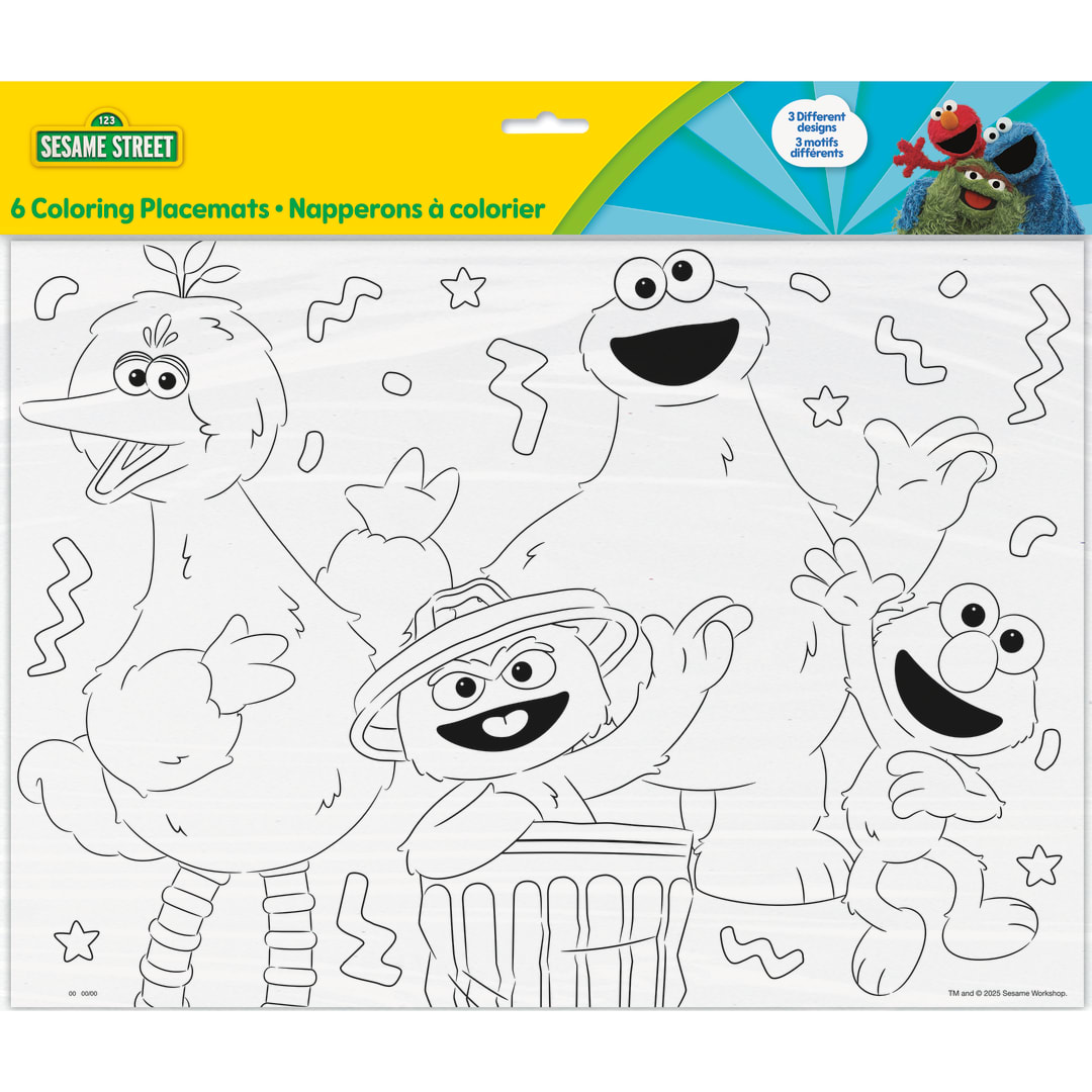 Sesame Street Coloring Paper Placemats, 6ct