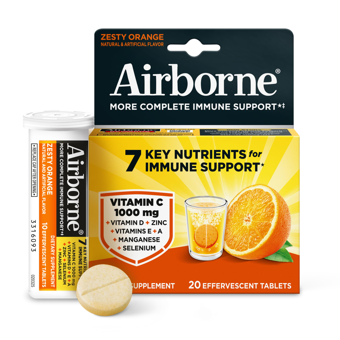AIRBORNE® Effervescent Tablets - Zesty Orange 72/20 ct. (Tube)