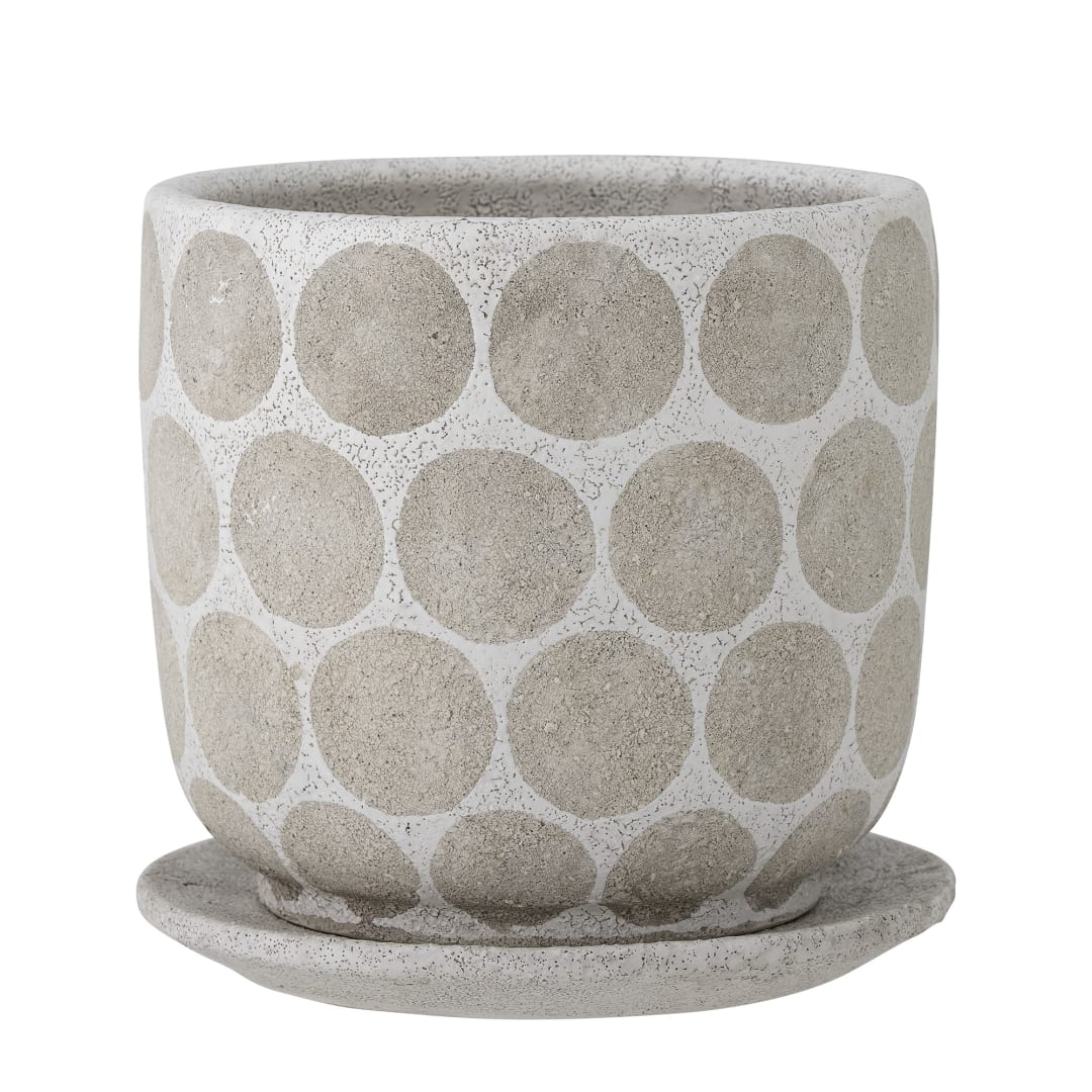 82057690 - Felan Deco Flowerpot w/Saucer, White, Terracotta STOCK: 19