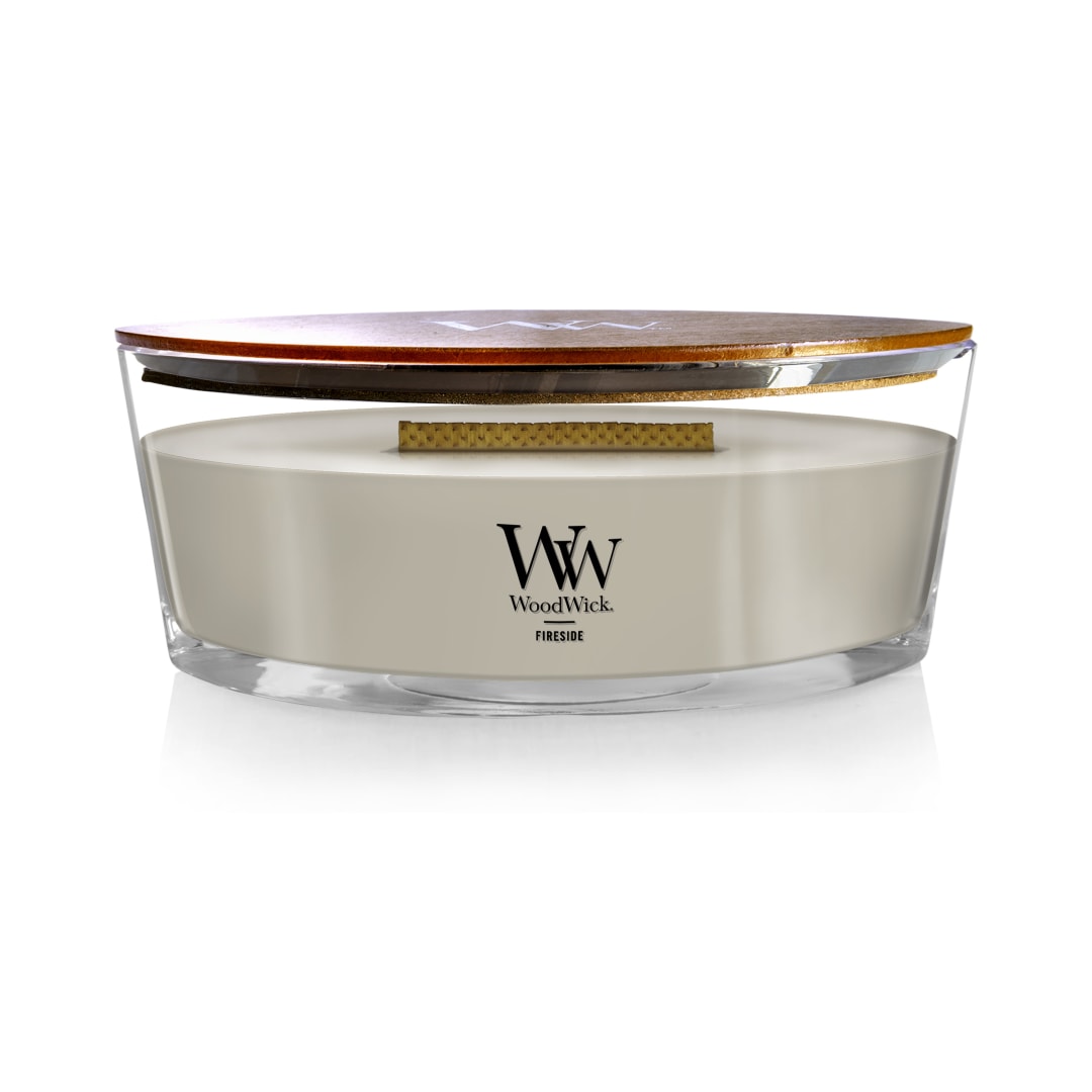 WoodWick® Ellipse Candle Scented Candle, Fireside Scented, Up to 50 Hours Burn Time, Crackles as it Burns, Great for any home decoration or gift, 16oz