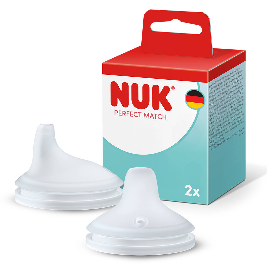 NUK Perfect Match Learner Picos para Botella | 6+ Meses | Picos Antiderrames para Vaso Entrenador | Silicona | Paquete de 2