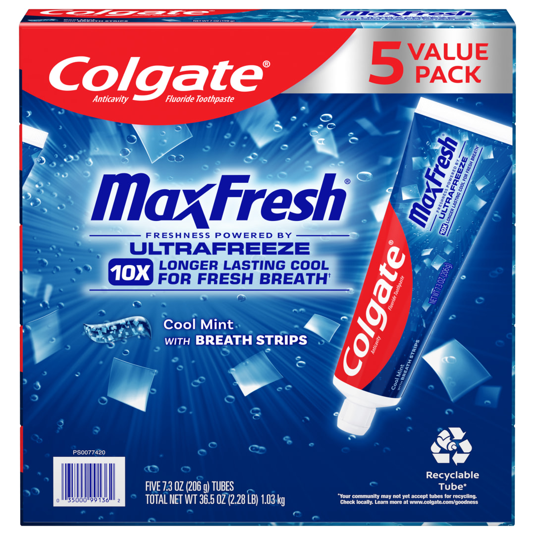 Colgate MaxFresh Cool Mint Toothpaste, 5 Pack, 7.3 oz