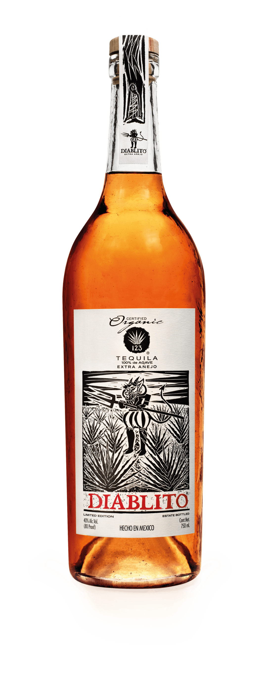 123 Tequila Organic Extra Anejo Diablito 6B 750ML
