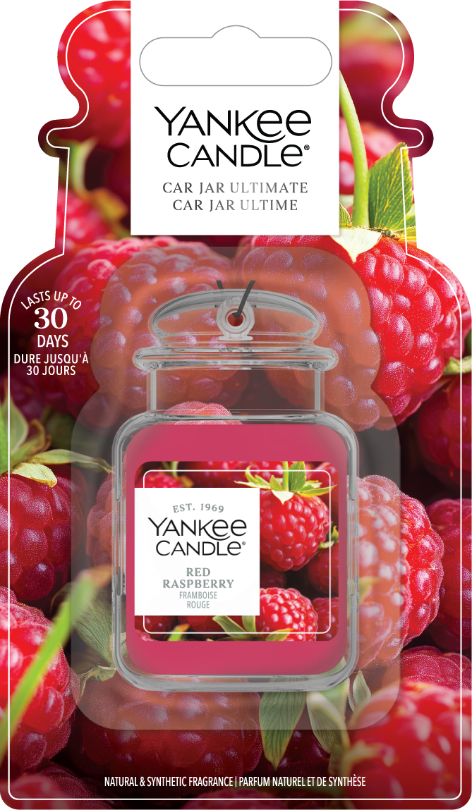Yankee Candle | Car Jar | Frambuesa Roja | Para coches y espacios pequeños en casa | Hasta 30 días