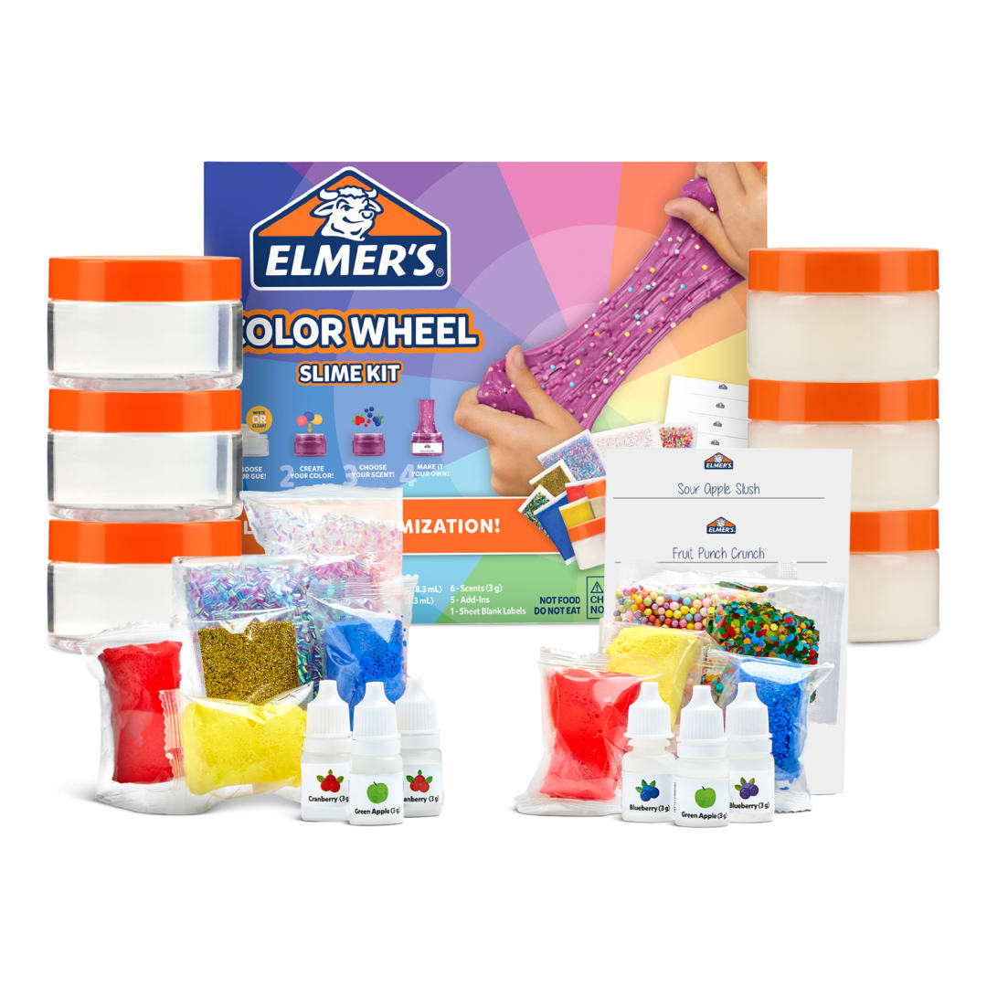 Elmer's Color Wheel Slime Kit, Includes Elmer's Gue Premade Slime, Clay Color Pigments, Scents, Sheet Labels, 24 Piece Kit