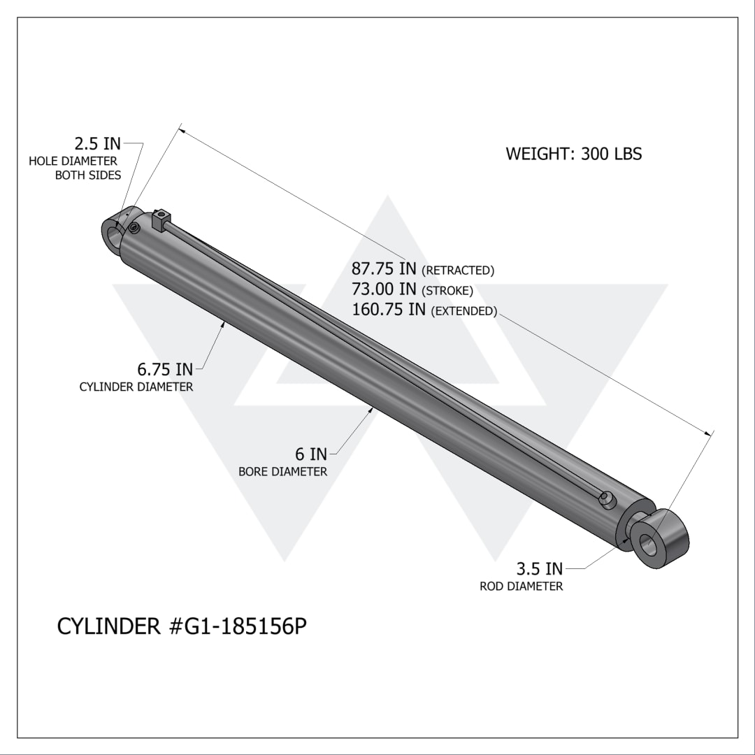 Galbreath™ Premium Lift Cylinder (6" X 3.5" X 73")