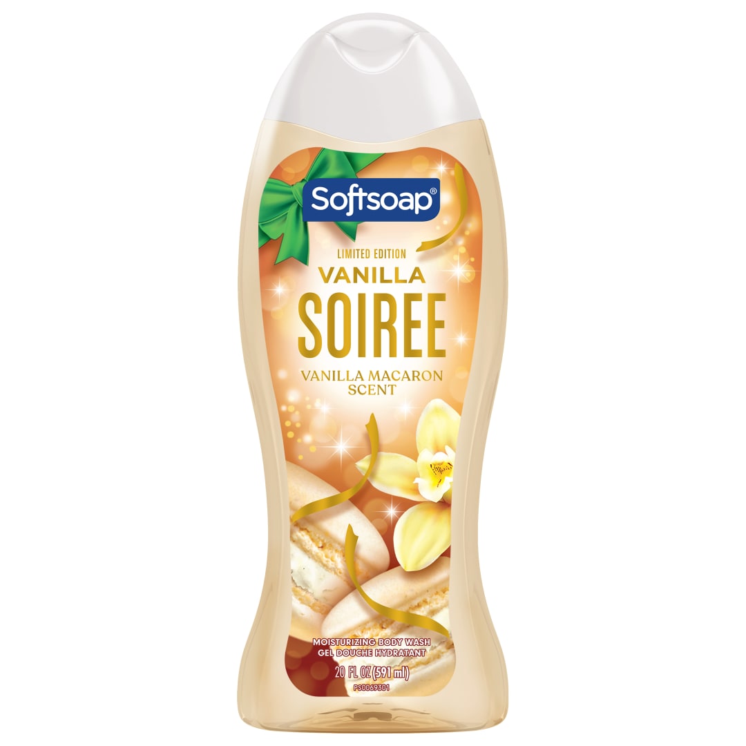 Softsoap Vanilla Soiree Limited Edition Moisturizing Body Wash, Vanilla Macaron Scent, 20 fl oz Bottle