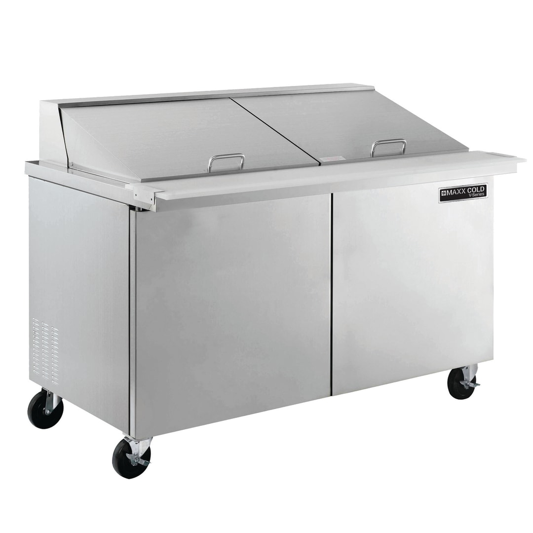 Maxx Cold V-Series 2 Door Refrigerated Mega Top Prep Table, 60"W, 16.7 cu ft, in Stainless Steel (MVR60MHC)