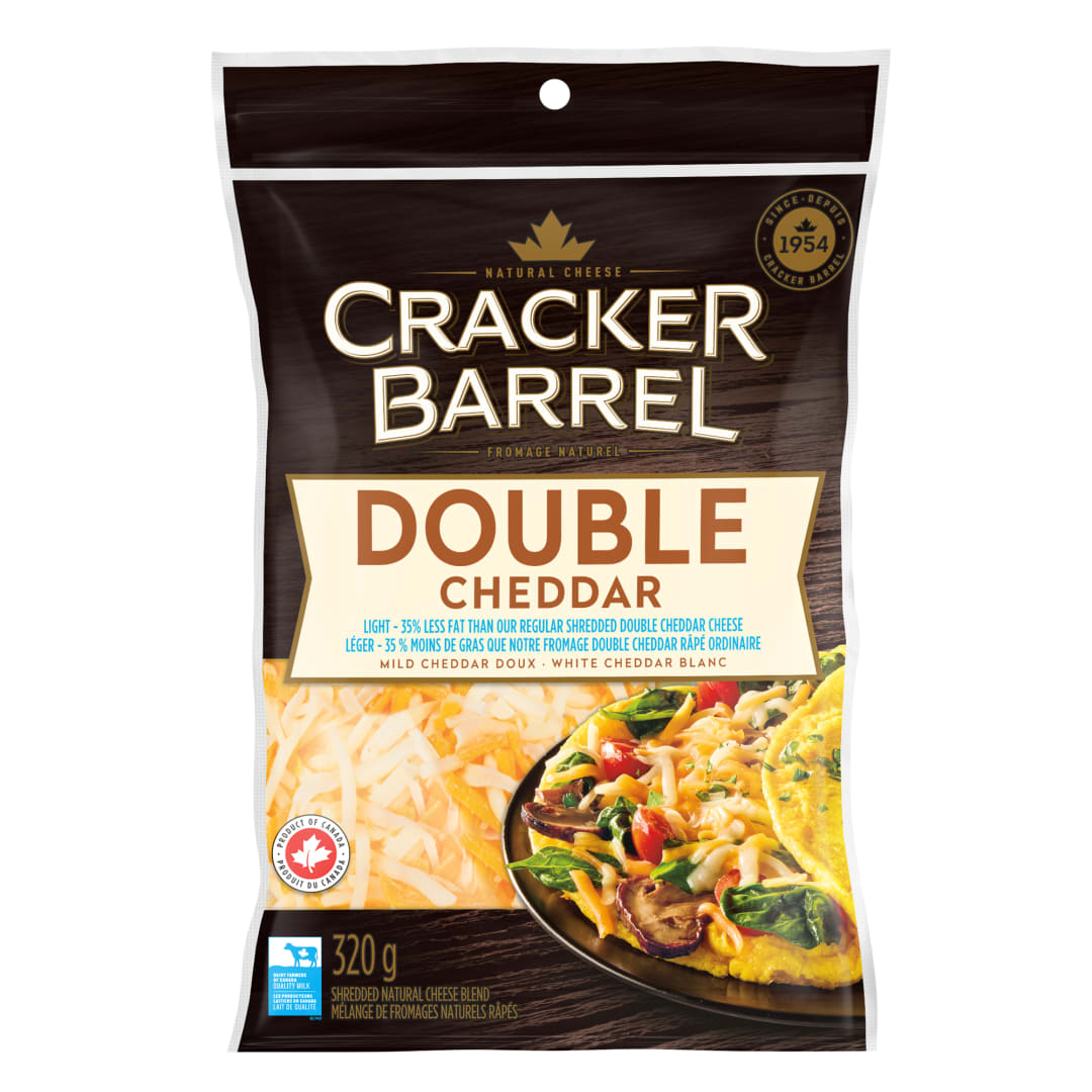 Cracker Barrel Double Cheddar Light Shredded Cheese, 320g