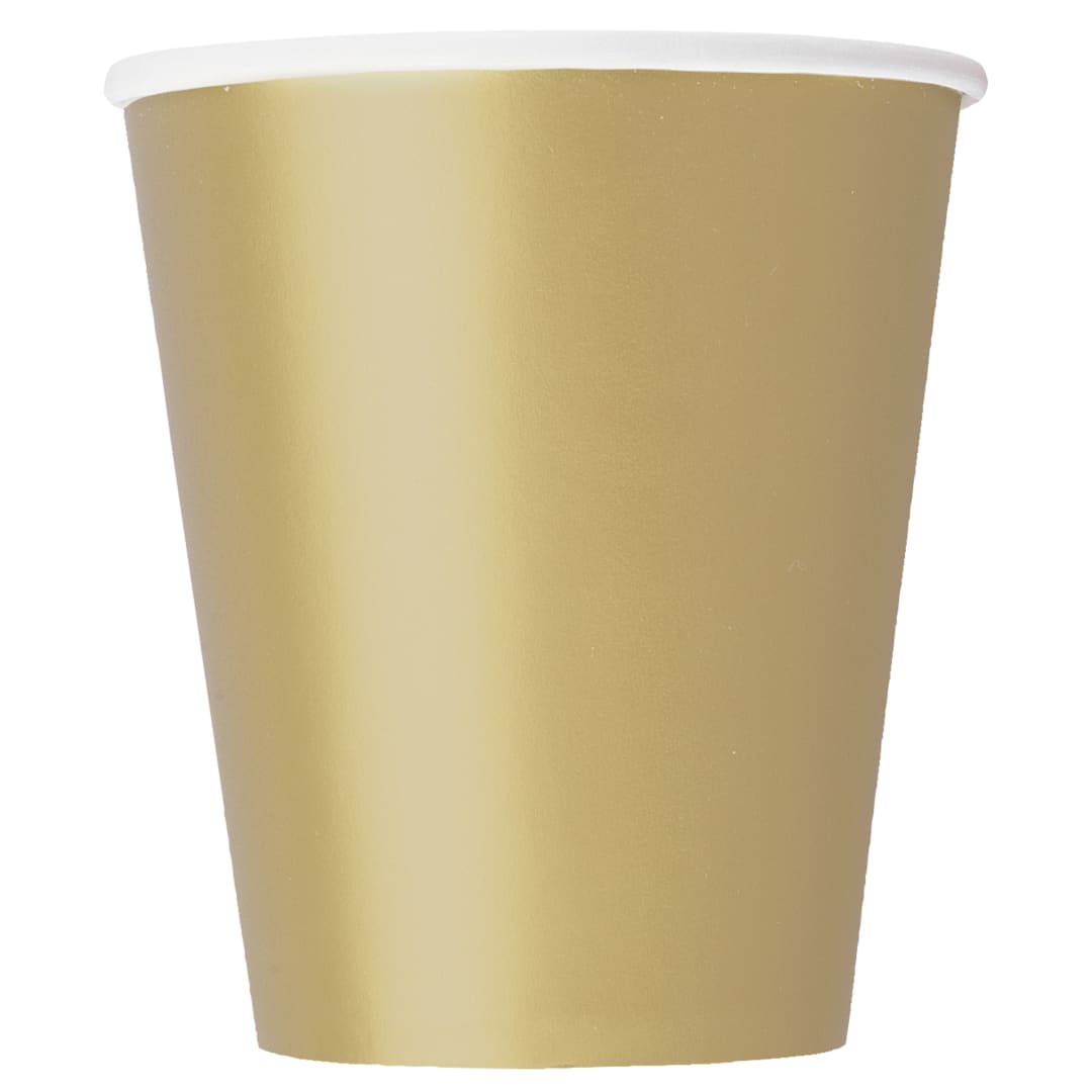 Gold Solid 9oz Paper Cups, 20ct