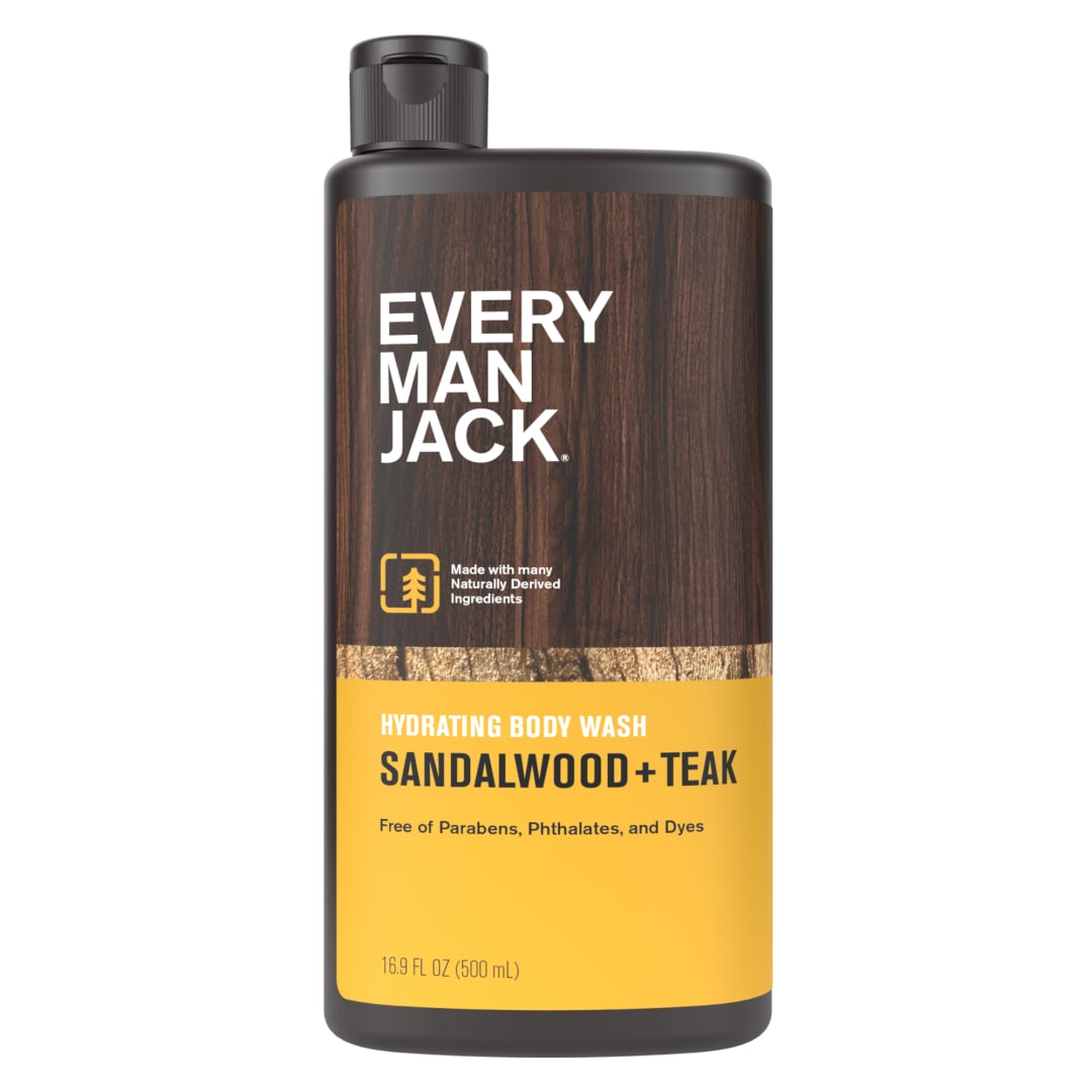 Every Man Jack Sandalwood Teak Hydrating Body Wash for Men, Naturally Derived, 16.9 fl. oz