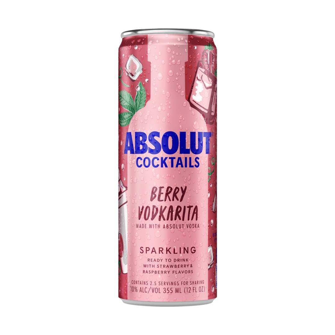 Absolut Vodka Ready to Drink Berry Vodkarita Cocktails, 4 Pack, 12 oz Cans, 20 Proof