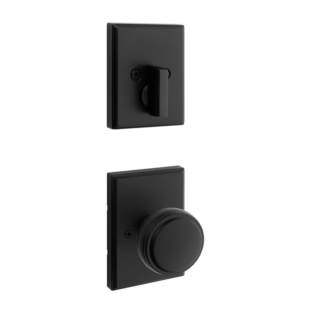 Sora Knob and Deadbolt Locking Entry Combo Set w/ Square Rose in Matte Black (Interior Only)