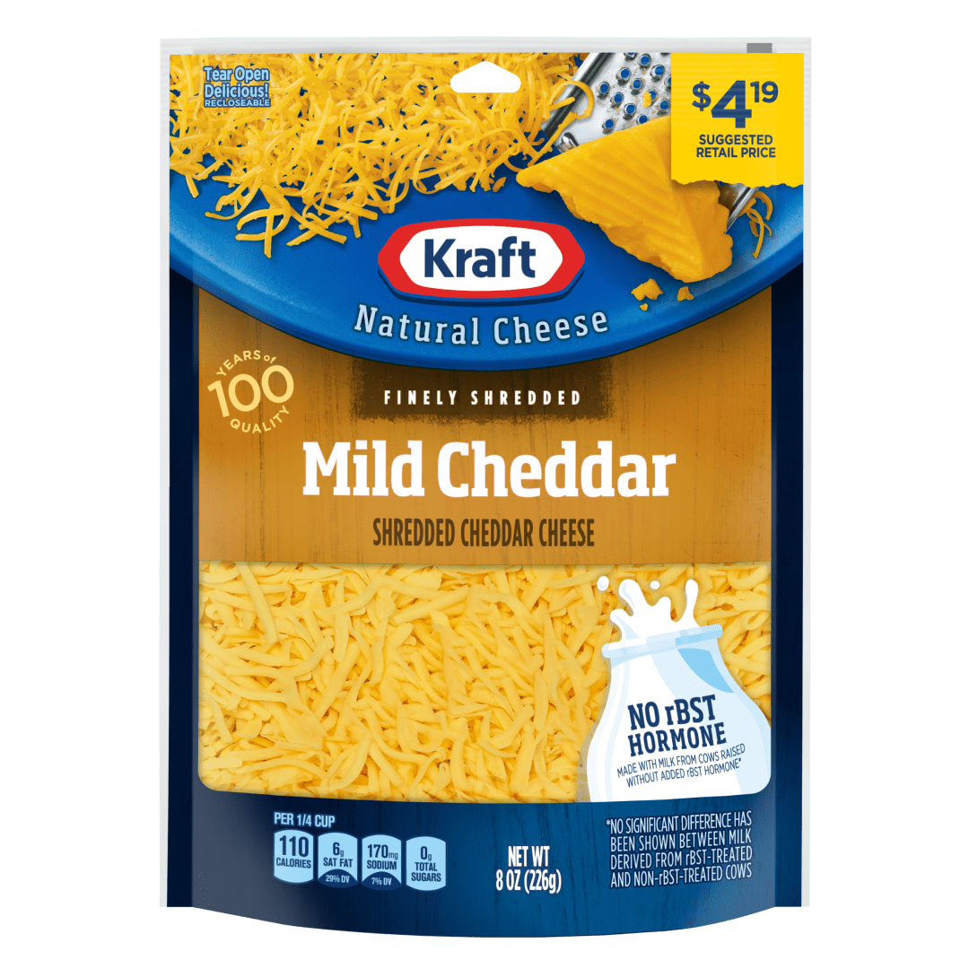 Kraft Natural Cheese-Fine Shreds Mild Cheddar, 8 oz Pouch