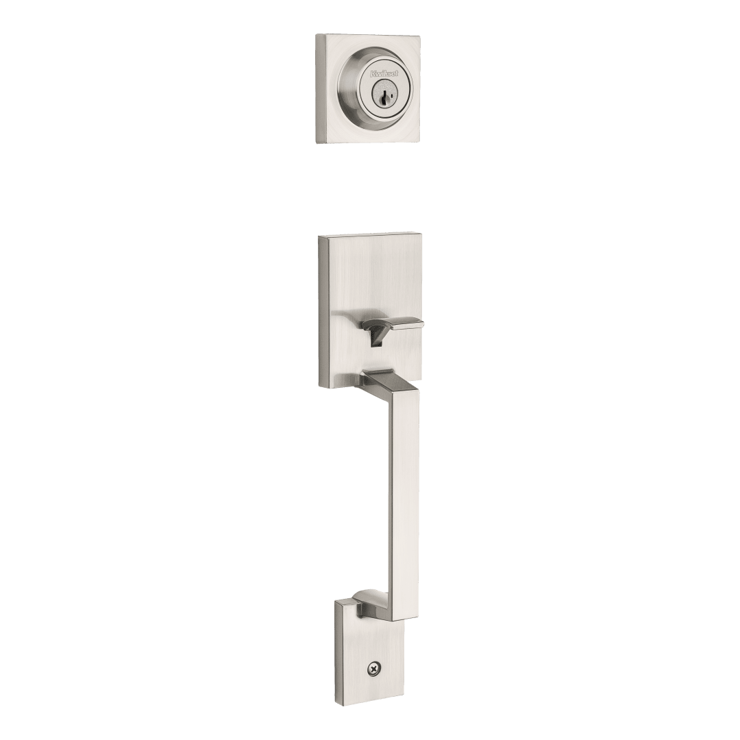 Amador Exterior Grip with Deadbolt, No Interior Pack, in Satin Nickel featuring SmartKey Security