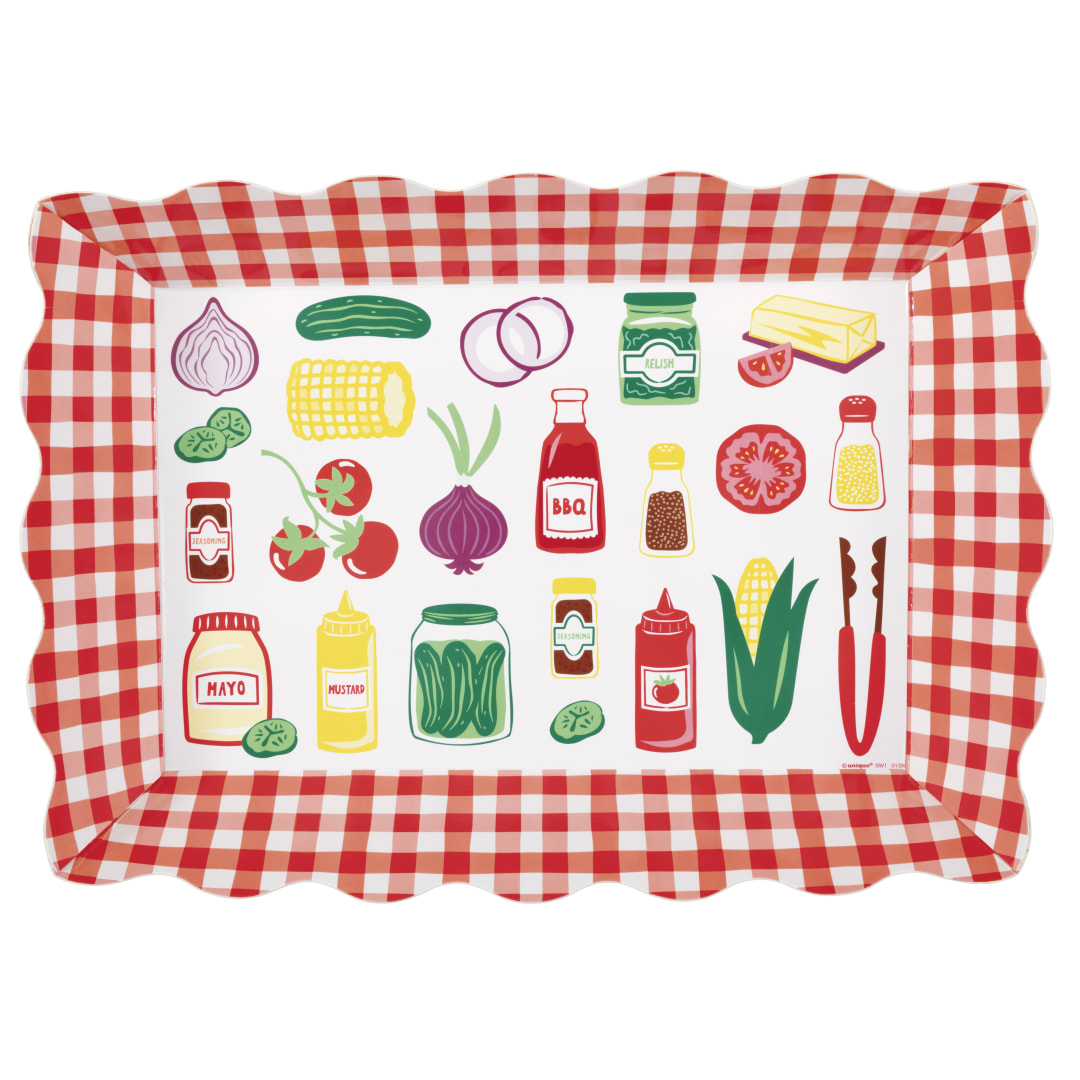 BBQ Party Scalloped Edge Paperboard Serving Tray