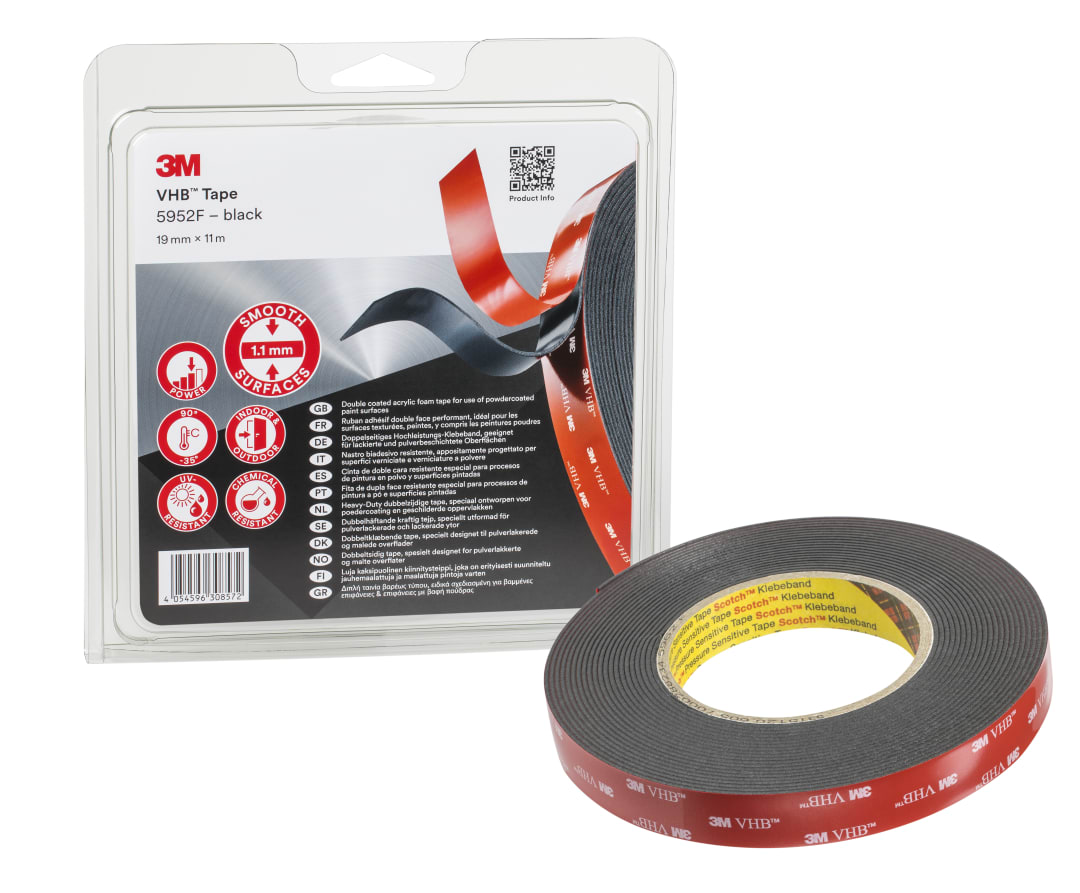 3M™ VHB™ Tape 5952F, Black, 19 mm x 11 m, 1.1 mm