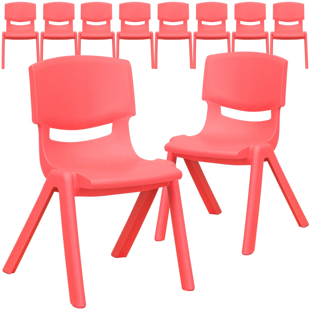 Whitney 10 Pack Red Plastic Stackable School Chair with 12'' Seat Height