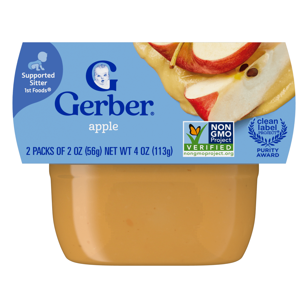 Gerber Stage 1 Baby Food, Apple Puree Tub, Baby Puree, 2PK
