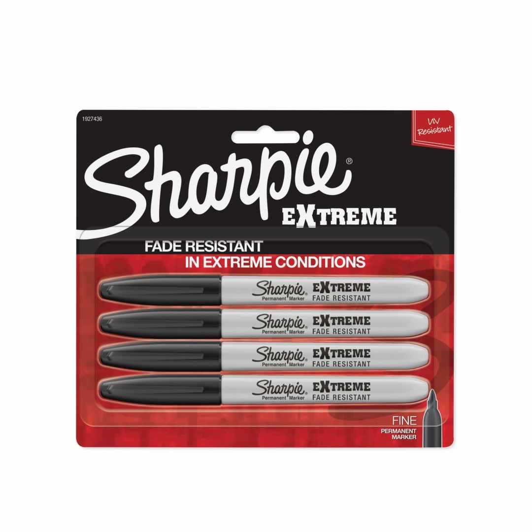 Sharpie® Extreme Permanent Markers, Fine Point, Black, 4 Count