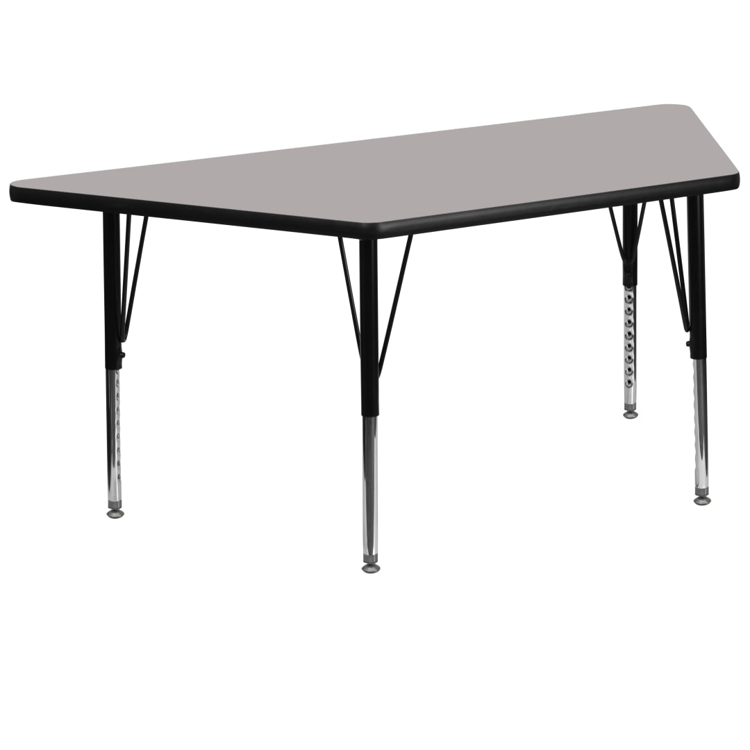 Wren 29''W x 57''L Trapezoid Grey HP Laminate Activity Table - Height Adjustable Short Legs