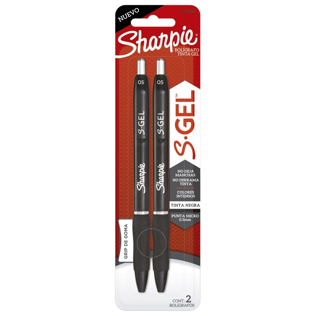 Sharpie® S-Gel, Gel Pens, Fine Point (0.5mm), Black Ink Gel Pen, 2 Count