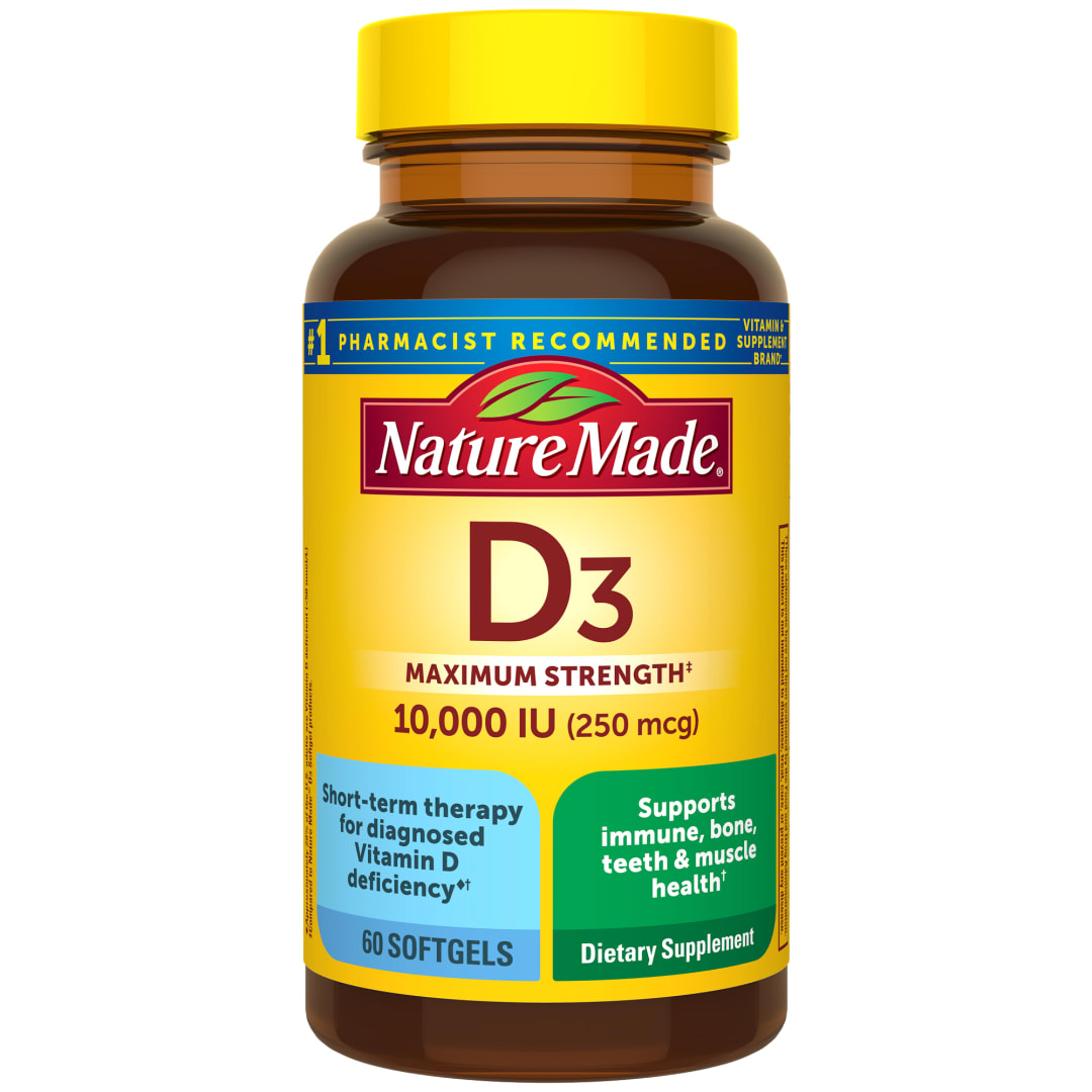 Nature Made Maximum Strength Vitamin D3 10000 IU Softgels - 60ct