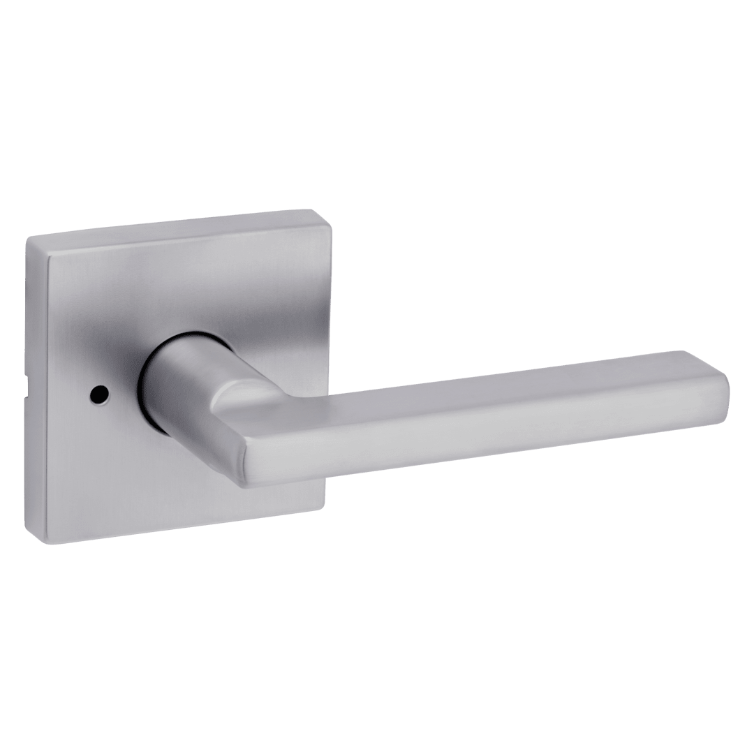 Halifax Bed/Bath Door Lever in Satin Chrome with Square Rosette