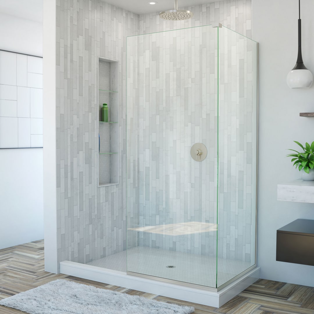 DreamLine Linea Two 30 inch W x 72 inch H Adjacent Frameless Fixed Shower Screens in Brushed Nickel