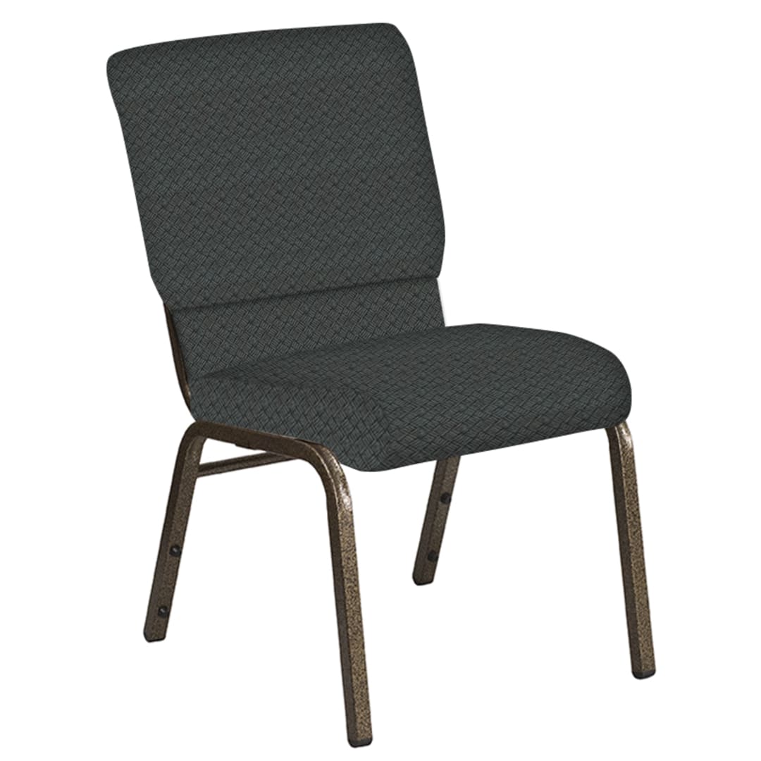 Embroidered 18.5''W Church Chair in Fiji Ash Fabric - Gold Vein Frame