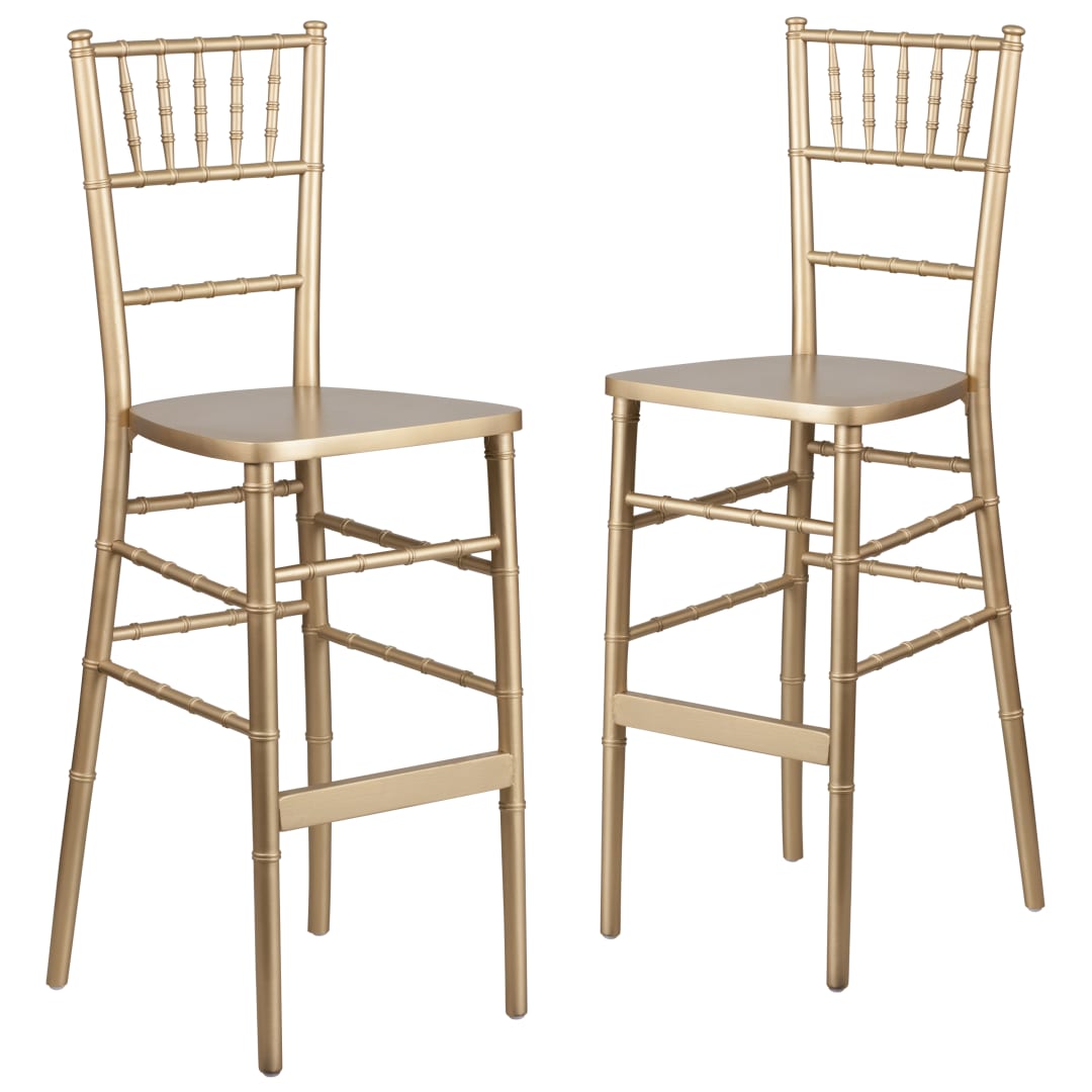 2 Pack HERCULES Series Gold Wood Chiavari Barstool